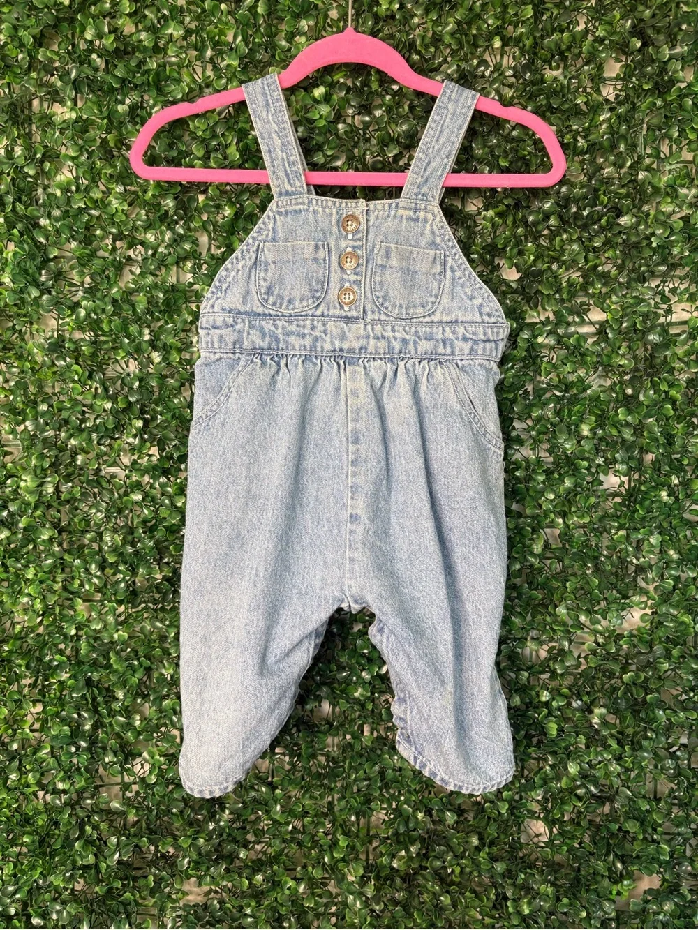Vintage Baby GAP Light Blue Denim Overalls Romper *missing button